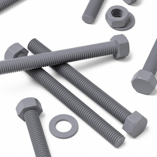 10x Grey PVC Hex Head Plastic Screws & Bolts M10 x 100 mm, Nuts & Washers