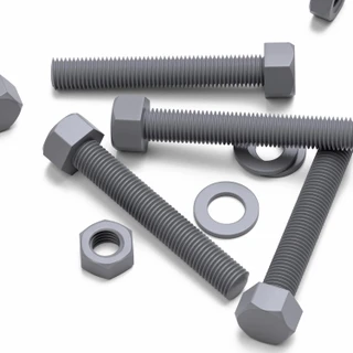 5x Grey PVC Hex Head Plastic Screws & Bolts M16 x 100 mm, Nuts & Washers