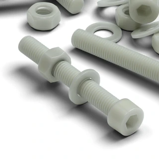 20x Natural Glass Filled Nylon Socket Head Screws M8 x 60 mm, Nuts & Washers