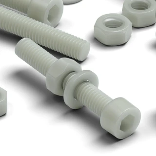 50x Natural Glass Filled Nylon Socket Head Screws M6 x 40 mm, Nuts & Washers