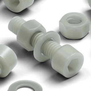 50x Natural Glass Filled Nylon Socket Head Screws M5 x 20 mm, Nuts & Washers