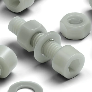 50x Natural Glass Filled Nylon Socket Head Screws M5 x 20 mm, Nuts & Washers