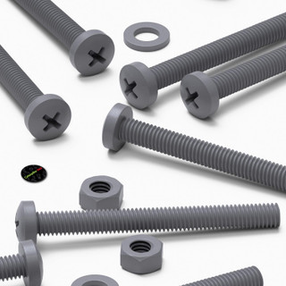20x Grey PP Pan Head Cross Plastic Screws & Bolts M6 x 60 mm, Nuts & Washers