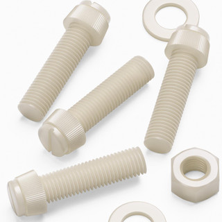 50x Natural Nylon Slotted Knurled Thumbscrews M8 x 30 mm, Nuts & Washers