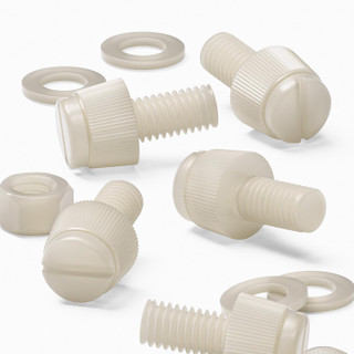 50x Natural Nylon Slotted Knurled Thumbscrews M5 x 10 mm, Nuts & Washers