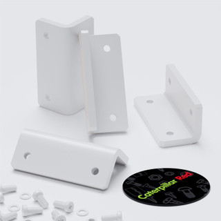 4x V2 5 mm Angled L Brackets, White Acrylic + 20x M5 Bolts