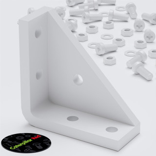 4x V3 5 mm Corner Brackets, White Acrylic + 20x M5 Bolts