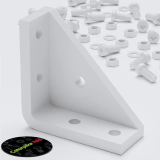 4x V3 5 mm Corner Brackets, White Acrylic + 20x M5 Bolts