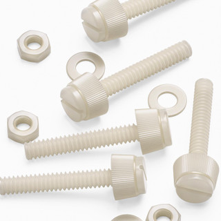 50x Natural Nylon Slotted Knurled Thumbscrews M3 x 20 mm, Nuts & Washers