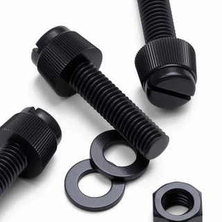 50x Black Nylon Slotted Knurled Thumbscrews M5 x 20 mm, Nuts & Washers