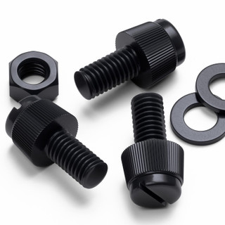 50x Black Nylon Slotted Knurled Thumbscrews M5 x 10 mm, Nuts & Washers