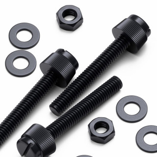 50x Black Nylon Slotted Knurled Thumbscrews M4 x 30 mm, Nuts & Washers