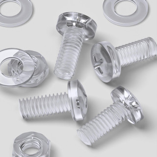 60x Clear Acrylic Pan Head Plastic Screws & Bolts M4 x 10 mm, Nuts & Washers