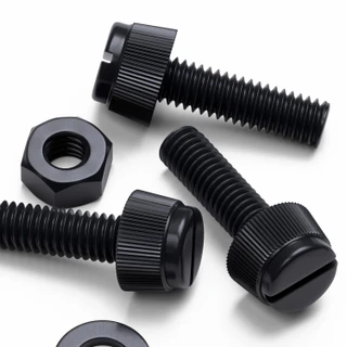 50x Black Nylon Slotted Knurled Thumbscrews M6 x 20 mm, Nuts & Washers