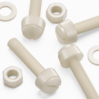50x Natural Nylon Slotted Knurled Thumbscrews M8 x 40 mm, Nuts & Washers