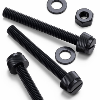 50x Black Nylon Slotted Knurled Thumbscrews M6 x 50 mm, Nuts & Washers
