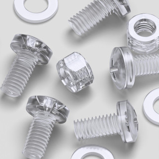 60x Clear Acrylic Pan Head Plastic Screws & Bolts M5 x 10 mm, Nuts & Washers
