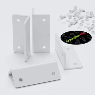 4x Angled L Brackets, 2.5 mm White Acrylic + 20x M5 Bolts