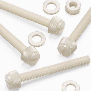 50x Natural Nylon Slotted Knurled Thumbscrews M6 x 50 mm, Nuts & Washers