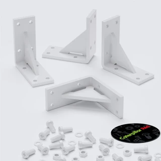 4x V4 5 mm Reinforced L Brackets, White Acrylic + 40x M5 Bolts