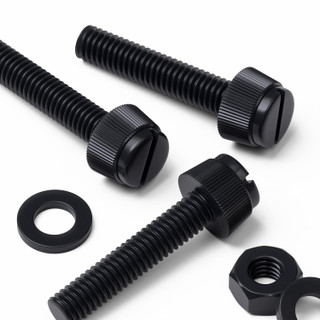 50x Black Nylon Slotted Knurled Thumbscrews M6 x 30 mm, Nuts & Washers