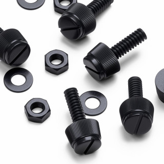 50x Black Nylon Slotted Knurled Thumbscrews M3 x 10 mm, Nuts & Washers