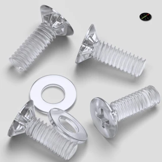 50x Clear Acrylic Countersunk Screws & Bolts M4 x 10 mm, Nuts & Washers