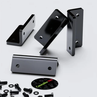 4x V2 5 mm Angled L Brackets, Black Acrylic + 20x M5 Bolts