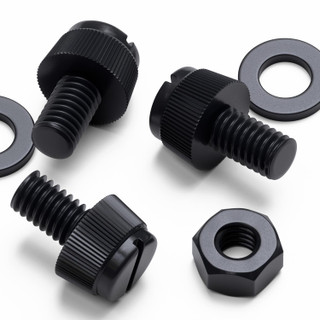 50x Black Nylon Slotted Knurled Thumbscrews M6 x 10 mm, Nuts & Washers