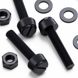 50x Black Nylon Slotted Knurled Thumbscrews M8 x 40 mm, Nuts & Washers
