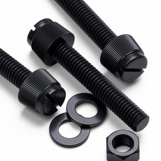 50x Black Nylon Slotted Knurled Thumbscrews M5 x 30 mm, Nuts & Washers