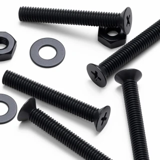 50x Black Nylon Countersunk Cross Screws & Bolts M3 x 20 mm, Nuts & Washers