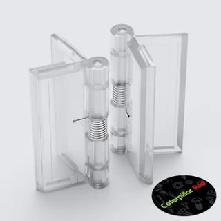 2x Acrylic Hinges, 38mm x 45mm, CLEAR SPRING Hinges, Continuous Acrylic Piano