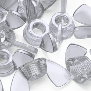50x Clear Acrylic Plastic Butterfly Wing Nuts M5, Thumb Nuts