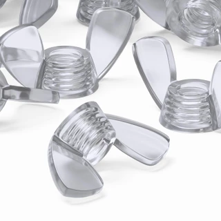 50x Clear Acrylic Plastic Butterfly Wing Nuts M4, Thumb Nuts