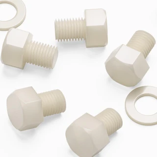 10x Natural Nylon Hex Head Screws & Bolts M16 x 20 mm, Nuts & Washers