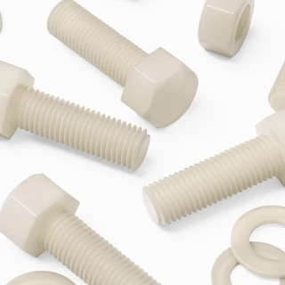 5x Natural Nylon Hex Head Plastic Screws & Bolts M20 x 60 mm, Nuts & Washers