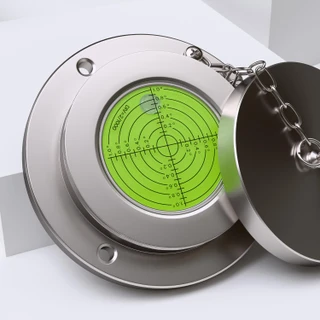 Metal Flanged 100 mm Diameter Bullseye Spirit Bubble Level, Round, Green