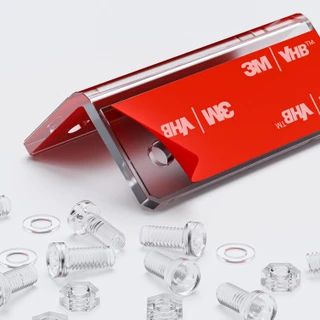 4x Angled L Brackets, 2.5 mm Clear Acrylic + 20x M5 Bolts, Self-Adhesive