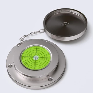 Metal Flanged 100 mm Diameter Bullseye Spirit Bubble Level, Round, Green