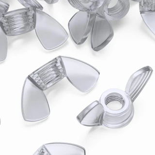 50x Clear Acrylic Plastic Butterfly Wing Nuts M6, Thumb Nuts