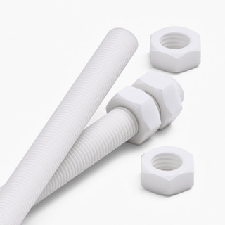 2x White Polypropylene (PP) M16 x 500 mm Threaded Rods, Studding + 4 Nuts