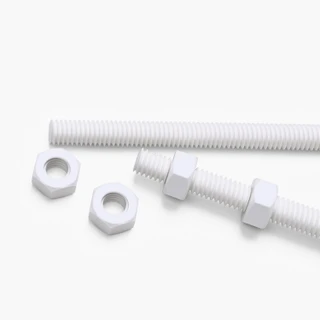 2x barre filettate in PTFE bianco M6 x 1000 mm + 4 dadi