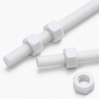 2x barre filettate in PTFE bianco M5 x 200 mm + 4 dadi