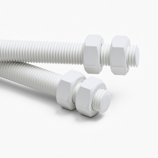 2x White Polypropylene (PP) M16 x 1000 mm Threaded Rods, Studding + 4 Nuts