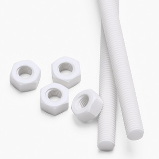 2x barre filettate in PTFE bianco M8 x 500 mm + 4 dadi