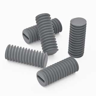 50x Grey PVC Plastic M4 x 10 mm Slotted Grub Screws, Set Screws