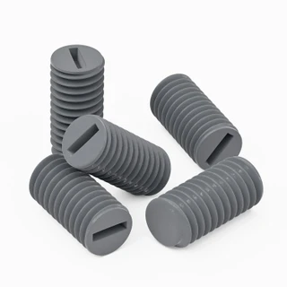 50x Grey PVC Plastic M5 x 10 mm Slotted Grub Screws, Set Screws