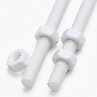2x barre filettate in PTFE bianco M6 x 300 mm + 4 dadi