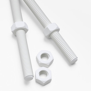 2x barre filettate in polipropilene bianco M10 x 300 mm + 4 dadi